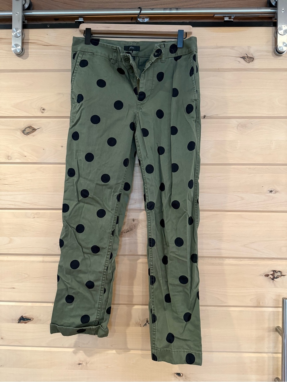 J. Crew Size 2 Olive Green Polka Dot Chinos